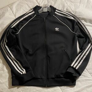Adidas Black Jacket with White Stripes